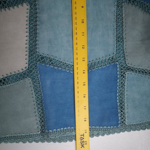 Danier Leather Ladies Size 10 Blue Teal & Off White Patchwork Lined Suede Vest - Picture 10 of 10